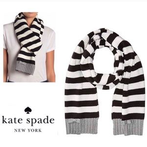 ♠️ Kate Spade Muffler Scarf NWT Black White Stripe